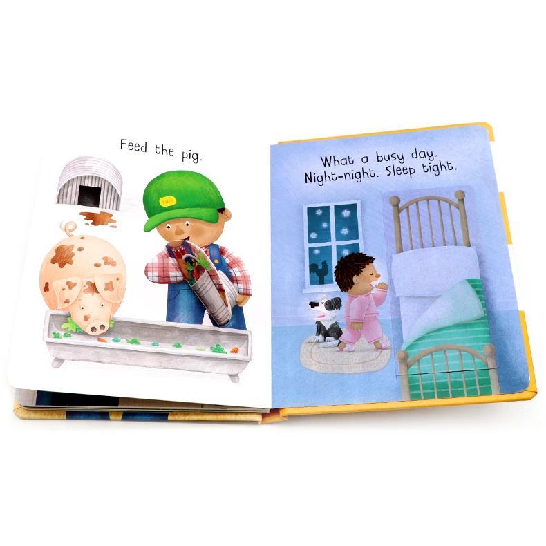 Product Introduction of original 2+y Busy Day Jobs Books Series：Chef/Firefighter/Builder/Farmer，An Action Play Book Lift The Flaps Hardcover 32