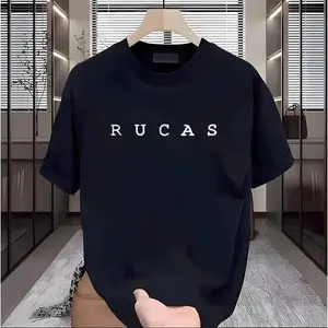 Rucas The lnitial Hand Stitch Tee "All Collection'Original 100% Kaos motif print 100% katun kaos longgar