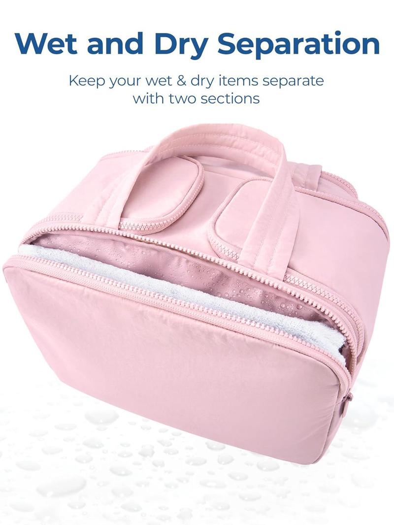 Product Introduction of Solid Color Makeup Bag, Lightweight Large Capacity Handbag, Portable Travel Bag for Women & Girls, Suitable for Travel and Daily Use 4