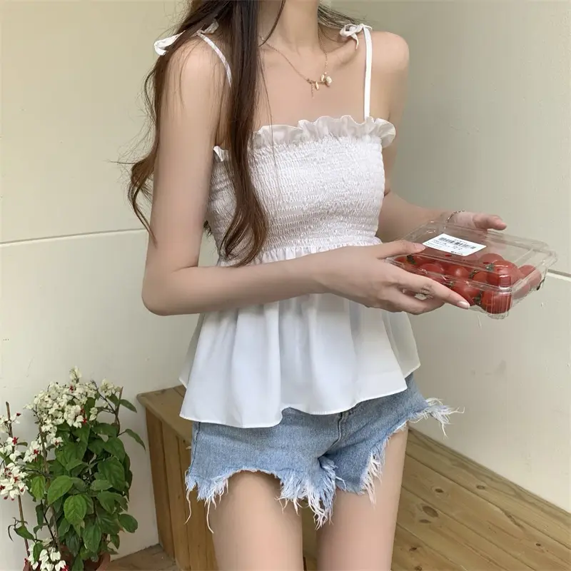 COD- Tanktop Wanita Kerutan Sifon Motif Tali ikat (T293) / Tanktop Wanita Terbaru 8