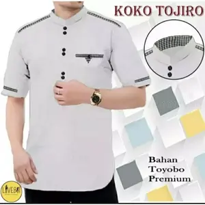 Koko Tojiro Baju Koko Muslim Pria Pakaian Muslim Pria Bahan Katun Toyobo Premium Lembut Halus Mengkilap Licin Tidak Mudah Lecek Ukuran M L XL XXL