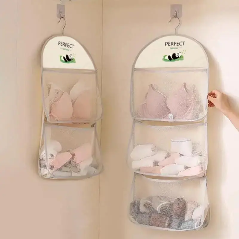 Multi-layer Mesh Hanging Storage Bag, Hanging Storage Bag for Bra & Underwear & Socks, Household Storage Organizer for Door & Wall & Closet, Hangable 6