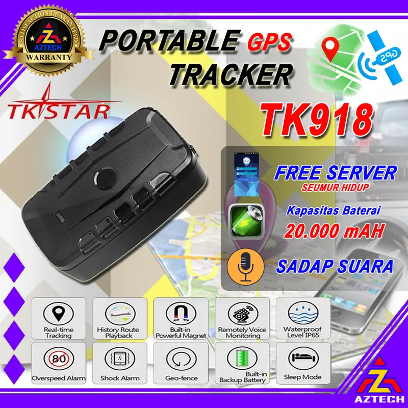 GPS TRACKER PORTABLE ORIGINAL TKSTAR TK905 TK 905 5000 MAH MOBIL MOTOR TK915 TK905B TK918 TRACKER FREE SERVER 6