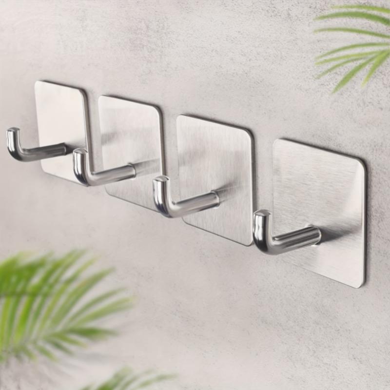 1/2/4/6/12pcs Heavy Duty Adhesive Hooks, Towel Hooks, Stick On Hooks, Wall Hangers, Waterproof Stainless Steel Sticky Hooks For Bathroom Kitchen Home 1