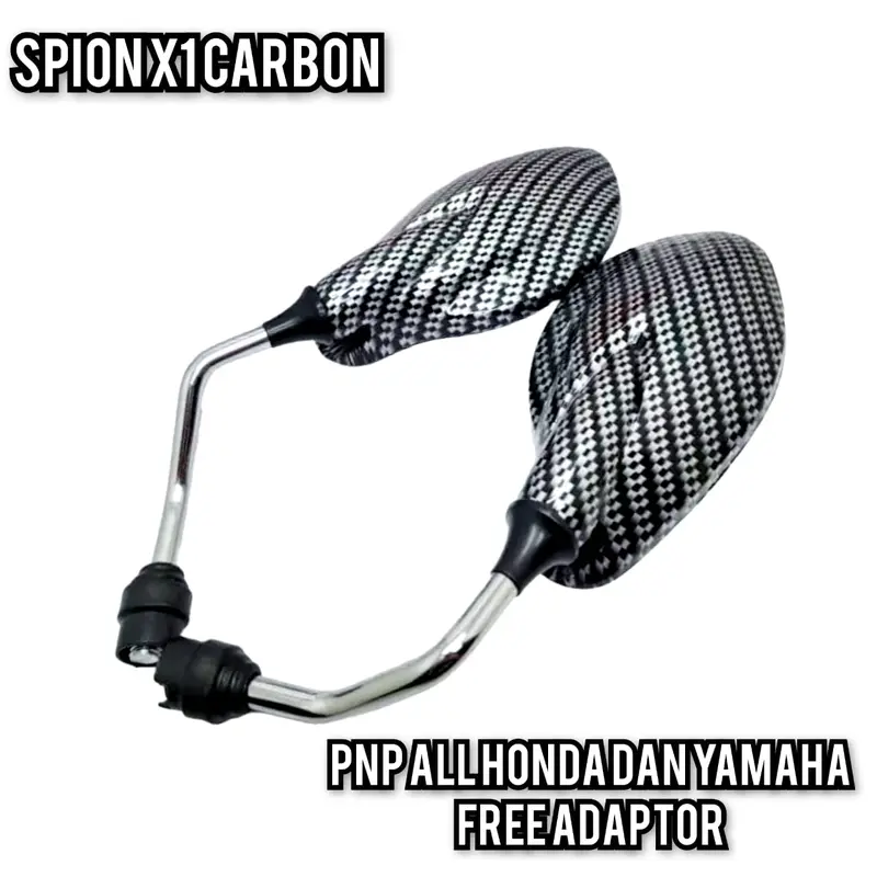 Spion X1 Carbon PNP Yamaha Honda Beat Vario Nmax Mio Pcx Lexi Jupiter Vega Aerox F1zr Xsr 155 Zr125 Dll Bonus Free adaptor Asli Grosir Pusat Grosiran Variasi Motor 1