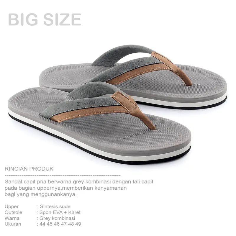 sendal capit big size jumbo 44-45-46-47-48-49 sandal pria flip flop distro original trandy kekinian Sandal jepit Hitam Black 3