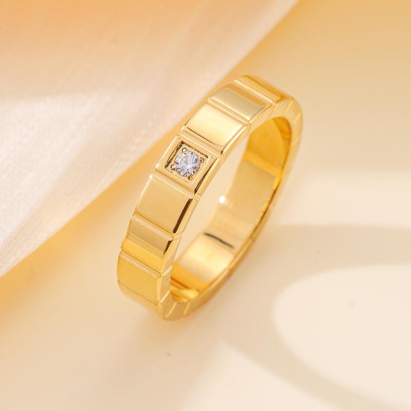 Product Introduction of Popular Fashion Couple Couple Rings Ice Cube Diamond-Studded Ring Titanium Steel No Fading Special-Interest Design Simple Men's and Women's Ring Gift 3