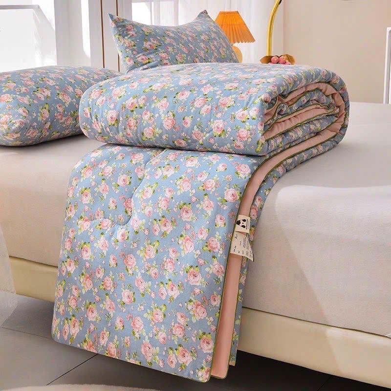 Chăn đũi xơ đậu nành hoa nhí xanh 2mx2m3