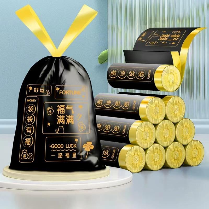 Product Introduction of [In Stock] 102 bags/roll drawstring garbage bags, insect-proof thickened disposable watertight kitchen garbage bags trash bags toilet degradable 10