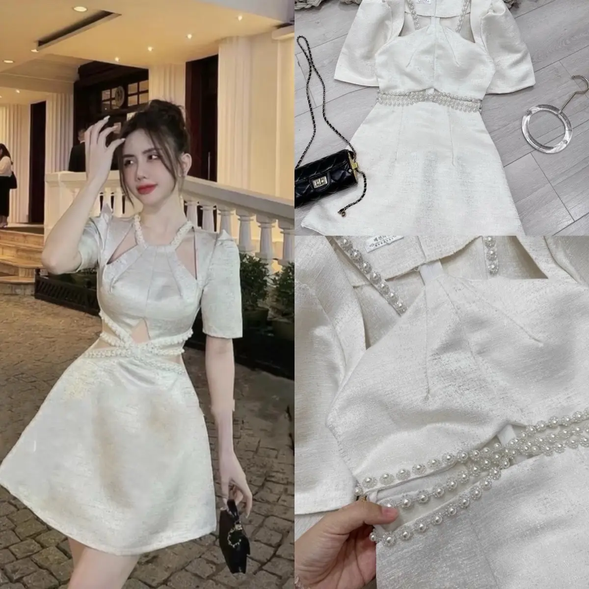 Váy viền ngọc cao cấp đính kết