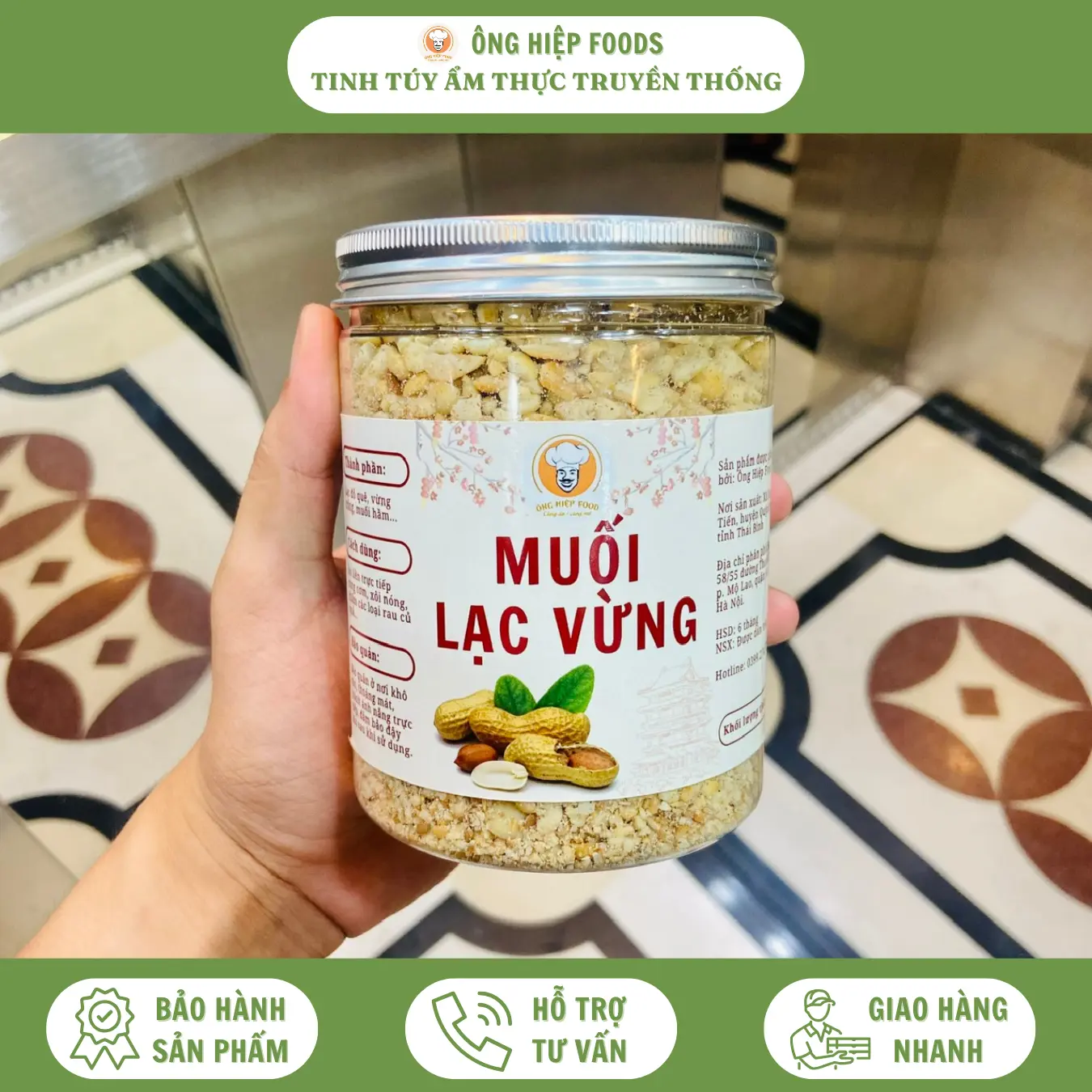 500g Muối Lạc Vừng/ Muối Mè Dinh Dưỡng - Giã Tay Thủ Công - Lạc Đỏ Tròn To - Chuẩn Vị Truyền Thống - Ông Hiệp Foods