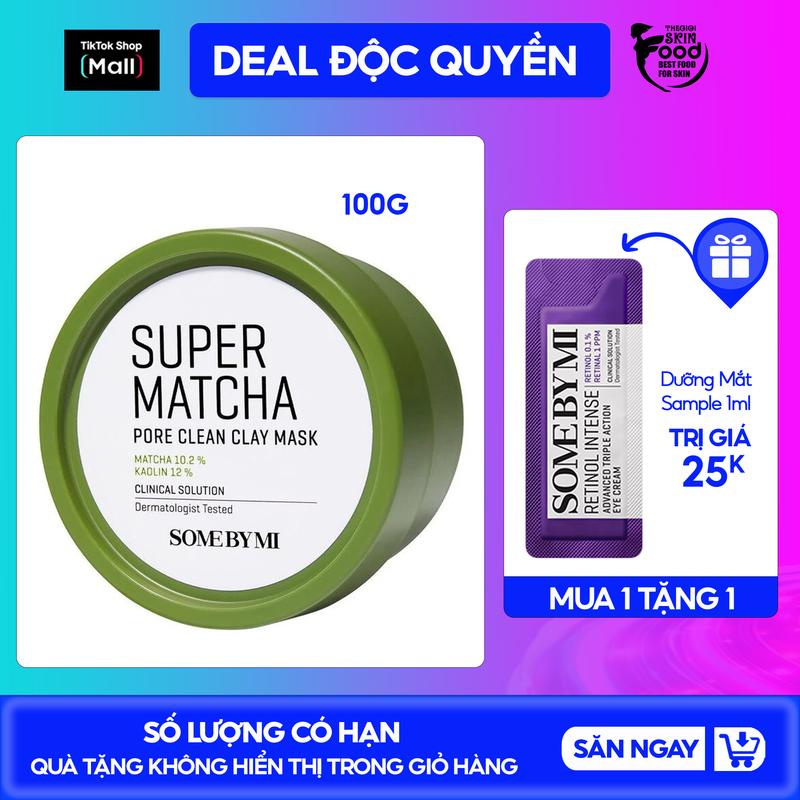 [MUA 1 TẶNG 1] Mặt Nạ Đất Sét Trà Xanh Some By Mi Super Matcha Pore Clean Clay Mask 100g Cosmetics Skincare