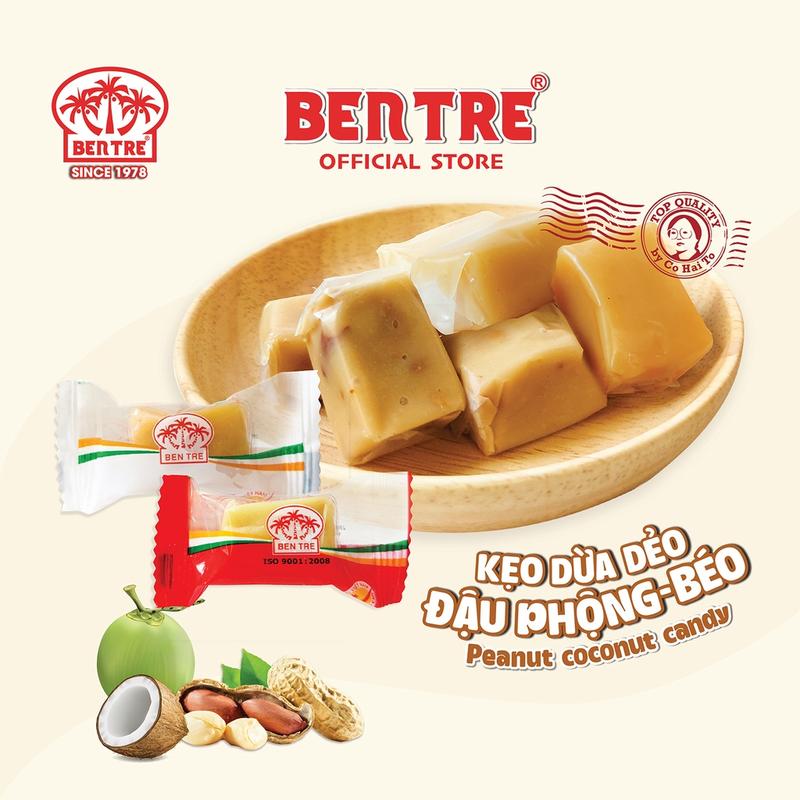 Kẹo dừa Dẻo Béo Đậu Phộng chính hiệu Hai Tỏ Bến Tre Hộp 250g Ăn Vặt Tuổi Thơ,…