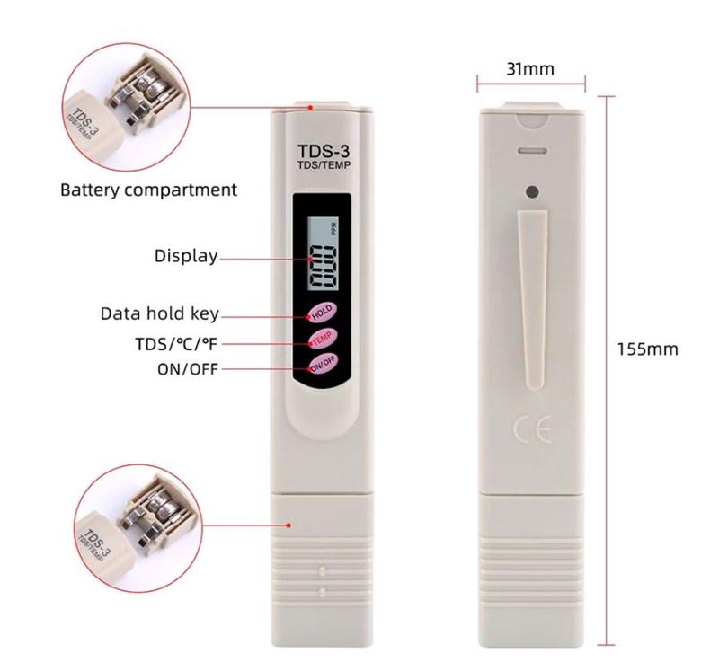 BẢO HÀNH 1 ĐỔI 1 Bút Đo TDS Bút Thử Chất Lượng Nước TDS Bao Da 2 Chế Độ