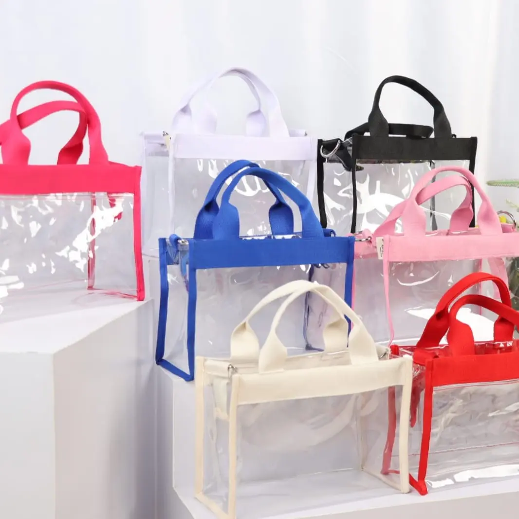 Tas Tote PVC Mika Transparan Dengan Resleting Plastik Wanita Totebag