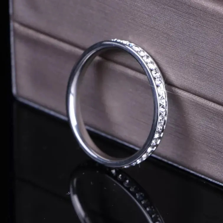 [COD] Cincin Mata Berlian Permata Imitasi Mainan Baris Bahan Stainless Warna Silver Untuk Wanita Pria Couple Tunangan Anak KIARA JEWELRY