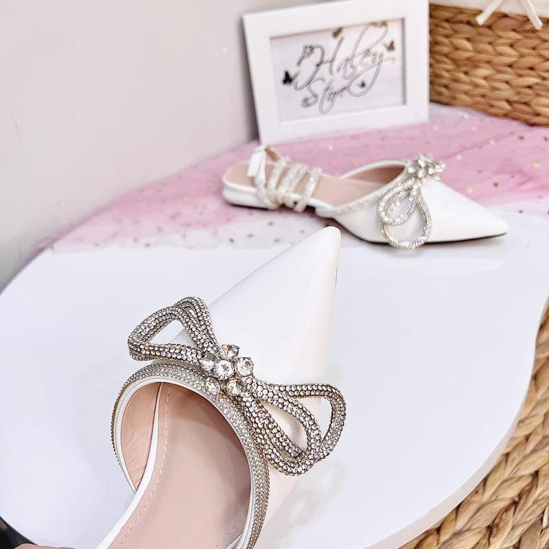 Product Introduction of Giày nơ xoàn vip 2p HALEY STORE đế bệt nơ đính xoàn mũi nhọn dây xoàn tiểu thư tiệc cưới bền đẹp đi học đi chơi đi làm êm chân 30
