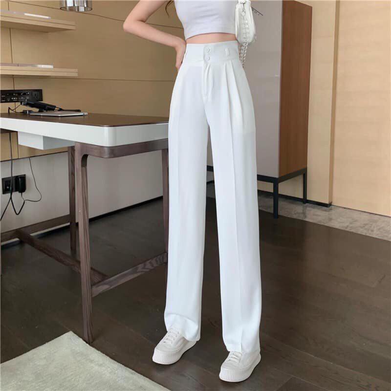 Product Introduction of Quần suông 2 khuy  cạp cao chất tuyết mưa dễ mix đồ Nữ 4