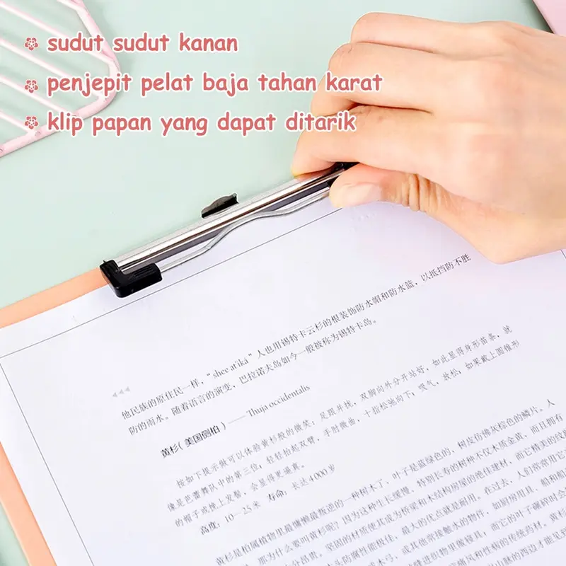 Aimilo - Clipboard A4 Papan Jalan Aesthetic Papan Ujian PVC Folder File Alat Tulis Sekolah Plastik Stationery 4