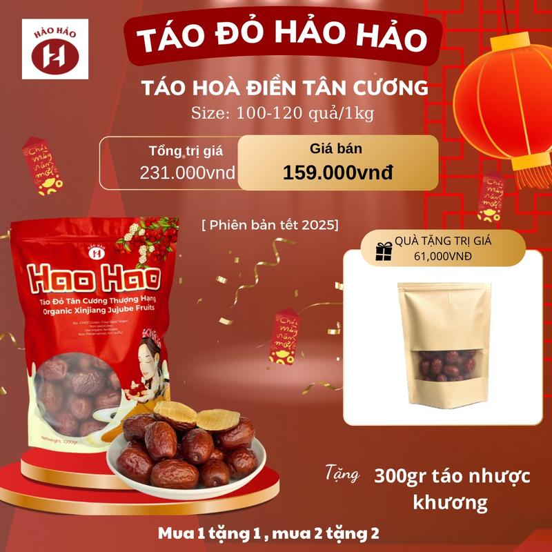 Táo Hảo Hảo size 100-120 quả /kg,Tuấn táo Hoà Điền Tân Cương ngon , ngọt , dẻo , vị chua nhẹ hàng vụ mới thu hoạch năm 2024 ( tặng 300gr nhược khương)