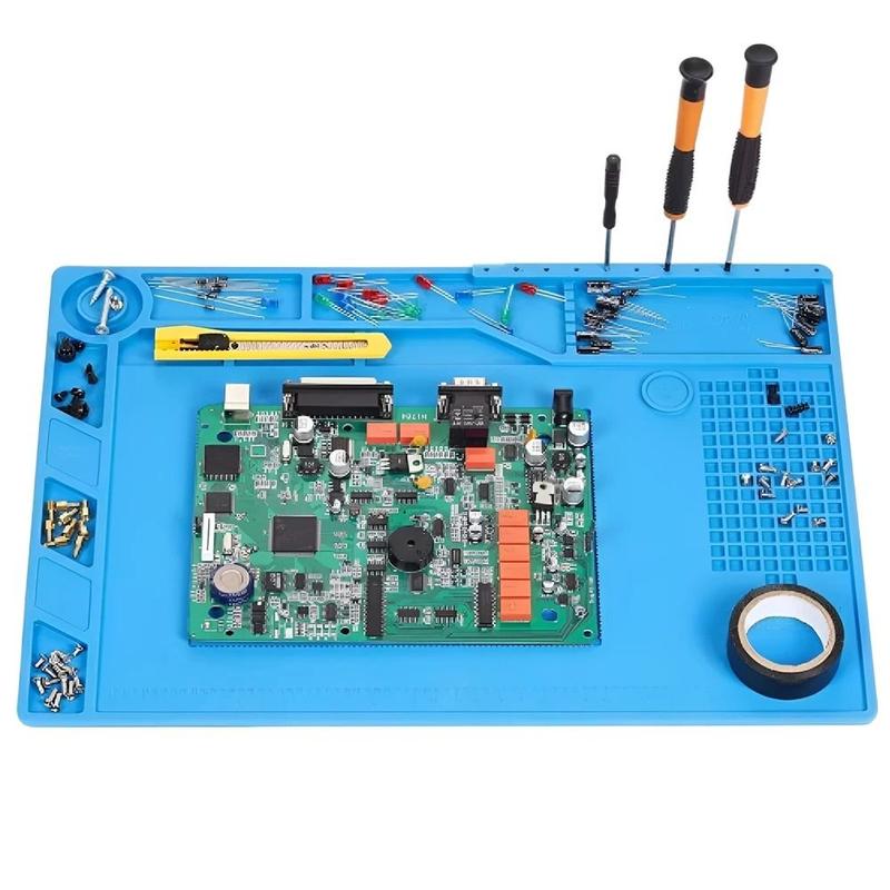 Product Introduction of Environmentally Friendly Heat Resistant Antistatic Soldering Mat Waterproof Blue Silicone Soldering Mat Dustproof Silicone Repair Pad Phone Repair Tool 8
