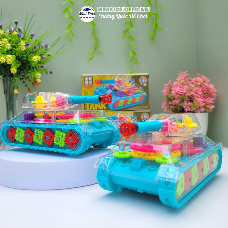 Đồ chơi xe tăng trong suốt chạy PIN, có đèn Led và nhạc vui nhộn Cho Bé từ 2 -> 6 tuổi ( shop tặng kèm pin) MiniKids Toys Kem