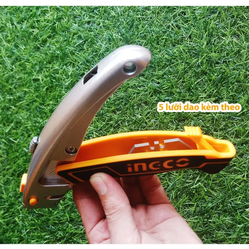 Dao rọc cáp cao cấp đa năng Ingco dao rọc giấy Lưỡi SK5 61x19mm, Kèm 6 lưỡi dao, tay bọc cao su chống trơn 2