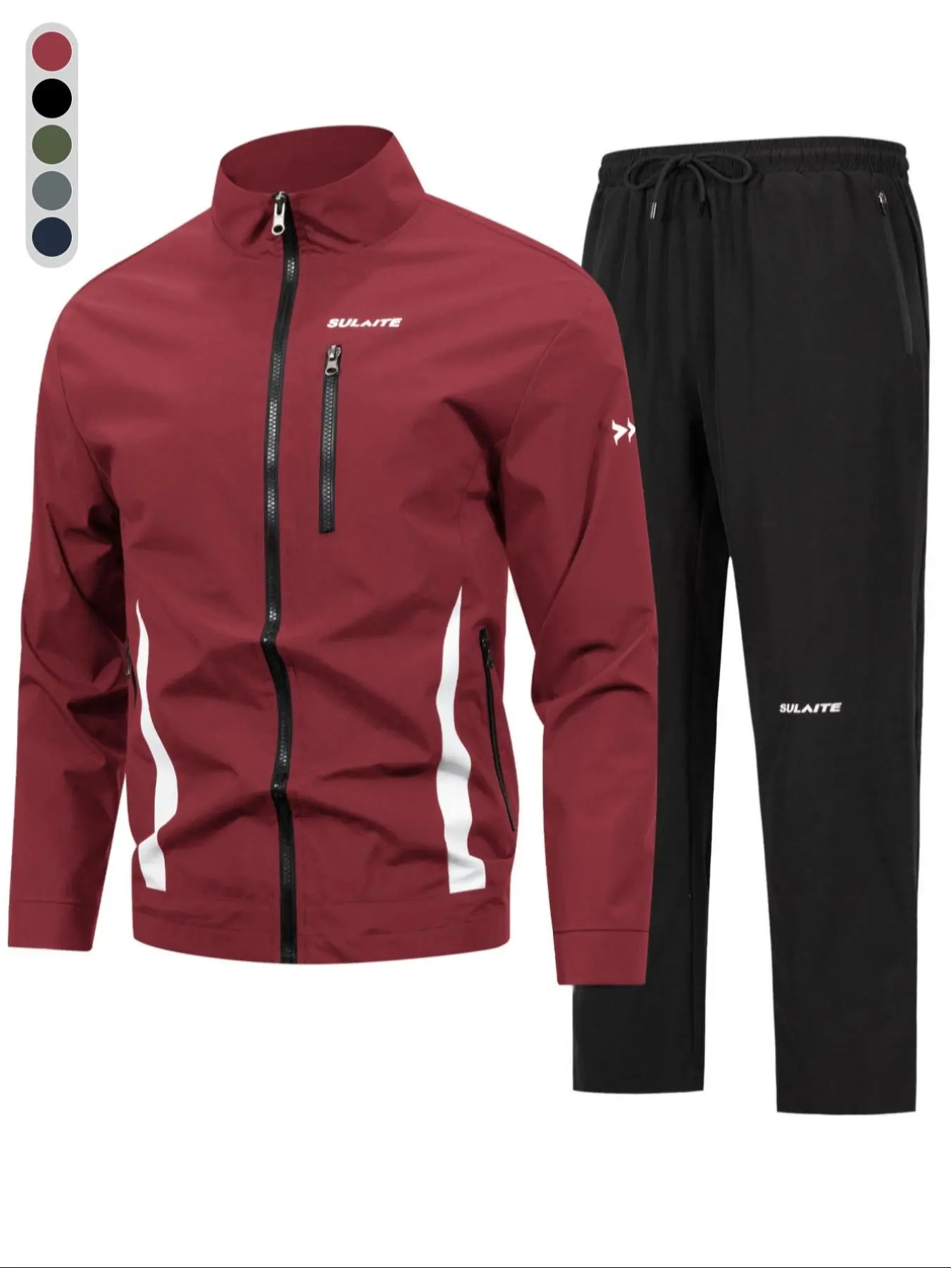 Two-piece Set Men's Colorblock Letter Print Zip Up Jacket & Pants, Regular Fit Casual Long Sleeve Zip Front Outerwear & Jogger Pants for Daily Wear, Men's Two-piece for All Seasons, Tracksuit