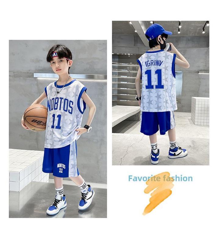 BỘ quần áo 3 lỗ bóng rổ BOST0N thun coton lạnh 4 chiều 13 đến 50kg Thun Sport Tập Thể Dục Nam Kids Cotton Fish