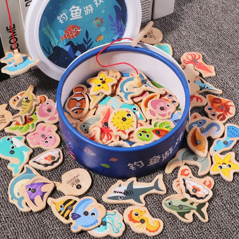 Đồ Chơi Câu Cá Cho Trẻ Em, Bộ Từ Tính, Cho Bé Trai Và Bé Gái, Đồ Chơi Phát Triển Trí Thông Minh Giáo Dục, Đồ Chơi Di Chuyển Não, 3-6 Tuổi, Giáo Dục Sớm, Làm Bằng Gỗ Toy