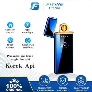 FITINE Korek api listrik dua sisi dengan desain bebas api dan tahan angin Korek api ultra-tipis yang dapat diisi ulang dengan USB