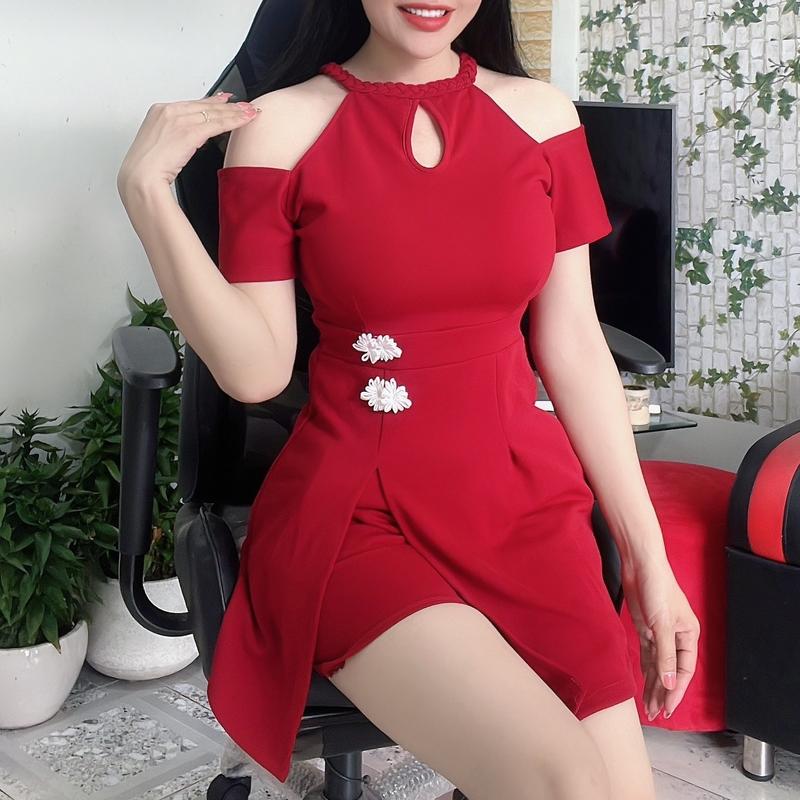 SÉT ĐẦM KÈM QUẦN ĐÙI XINH XẮN. MÃ AK55 Nữ Women Kem Thun Top Cotton Áo 2