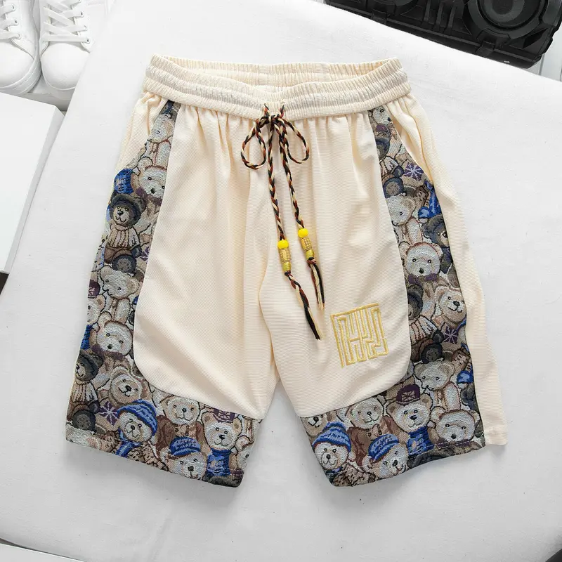 Bộ quần áo nam nữ AMYCHY ngắn tay waffle phối vải gấm dệt gấu nhỏ menswear, thời trang phong cách, co giãn 4 chiều thoáng mát 5