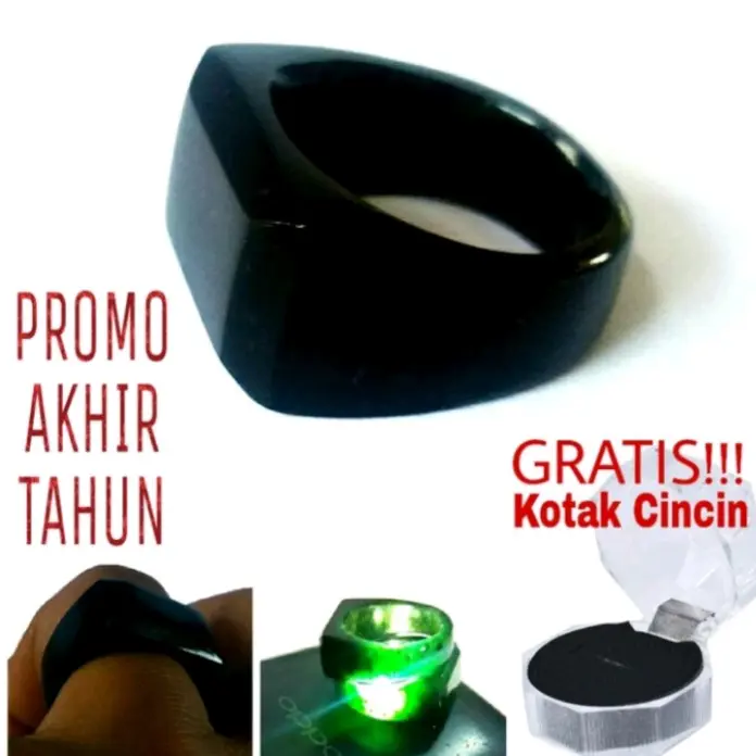 Cincin Black Jade Aceh Terapi Model Petak Atas Perempuan Laki-laki