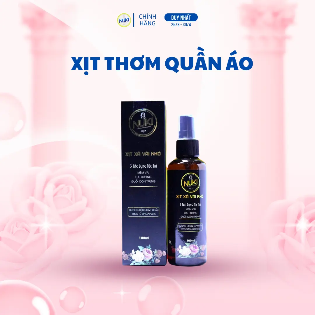 Chai Xịt Xả Vải Khô Nuki Việt Nam Làm Sạch xịt  vải