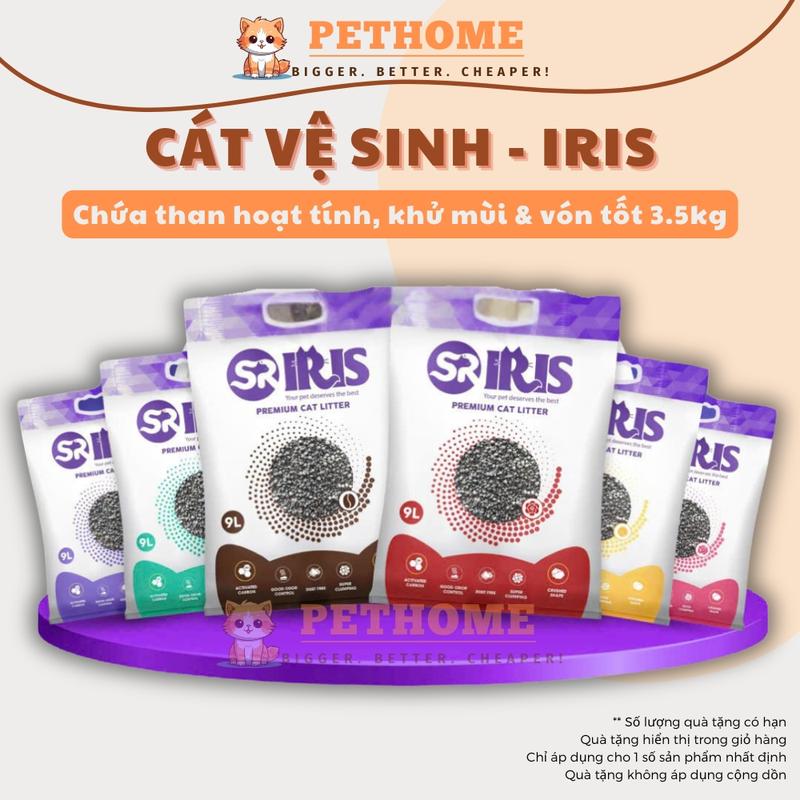 Cát IRIS Vệ Sinh Cho Mèo Mix Hạt Than Hoạt Tính 9L~ Bao 3.5kg, Cát Mèo IRIS Than Hoạt Tính Giúp Khử Khuẩn