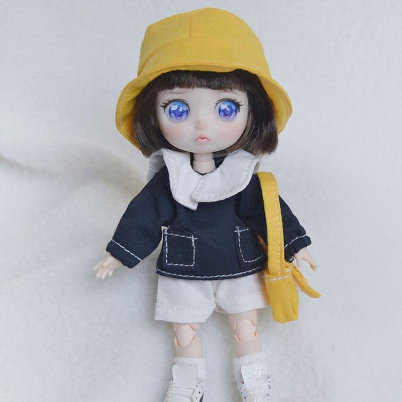 Product Introduction of New Lovely Doll Cotton Clothes Replaceable Cute Shirt Pants Hats Male/Female Uniform For 1/11 OB11 Dolls 14