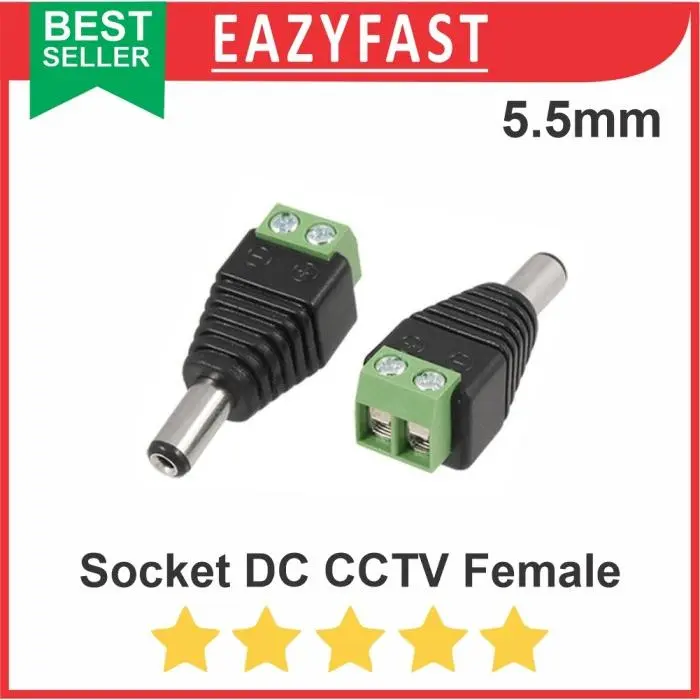 Jack DC Baut Jantan 2.1x5.5mm Male Power Plug to Screw Soket CCTV Cok