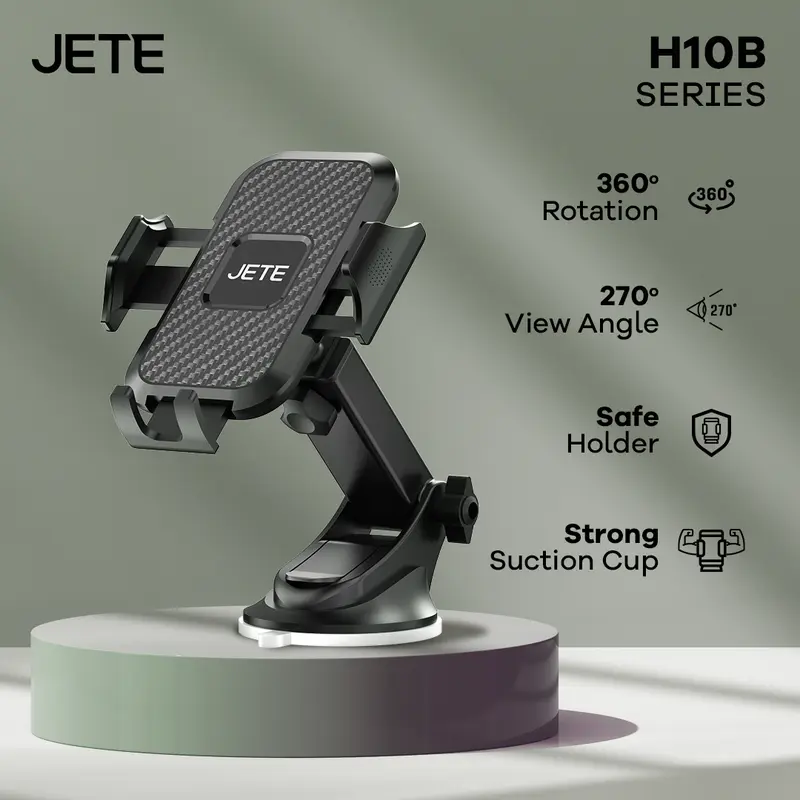 JETE H10B Suction Cup Holder HP Dashboard Mobil Kaca Depan Universal 270° View Angle Metal Smartphone Car 2
