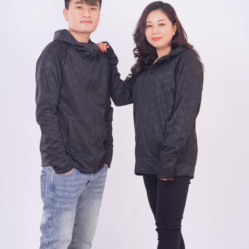 Áo chống nắng nam nữ in hoạ tiết LUVICK chất umi VẢI POLY ĐEN thấm hút mồ hôi Tay áo dài tiện lợi cho nhiều hoạt động