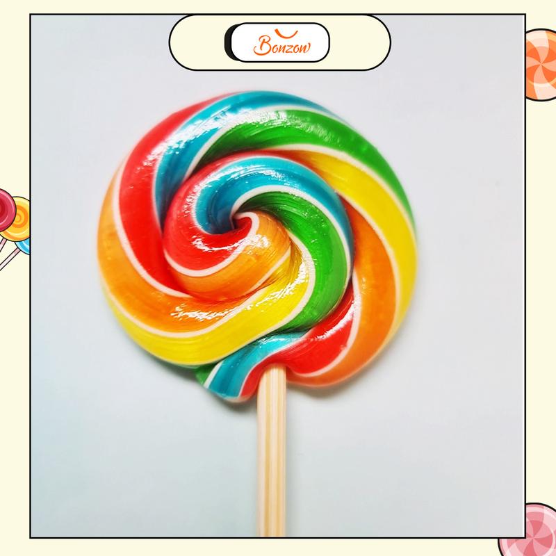Kẹo mút cầu vồng hương trái cây tổng hợp lolipop mini 3.5 cm - Kẹo que handmade Bonzon Candy Snack Ăn Vặt
