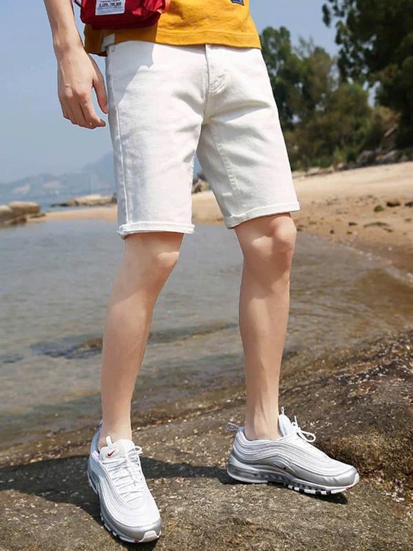QUẦN JEAN NAM SHORT NGẮN CAO CẤP 2 MÀU ĐEN TRẮNG CƠ BẢN TRƠN RÁCH QUẦN BÒ ĐÙI NGỐ MEN BOI BODY BASIC 224 225 Menswear Pants Có Túi