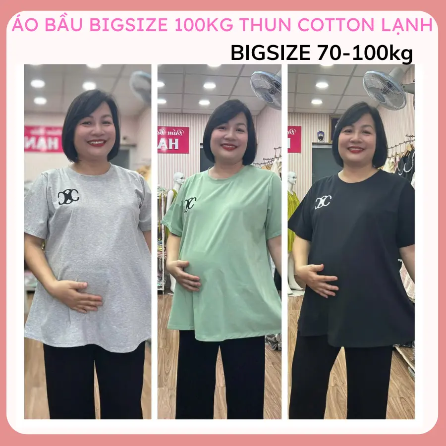[BIGSIZE 70-100KG] Áo bầu xinh bigsize thiết kế thun cotton co dãn thoải mái mềm mát thấm mồ hôi tốt v1 120 thoải mái nhà HANNA