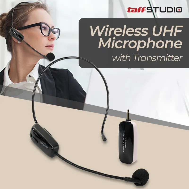 TaffSTUDIO Wireless Microphone UHF Call Center with Transmitter - HX-W002 0