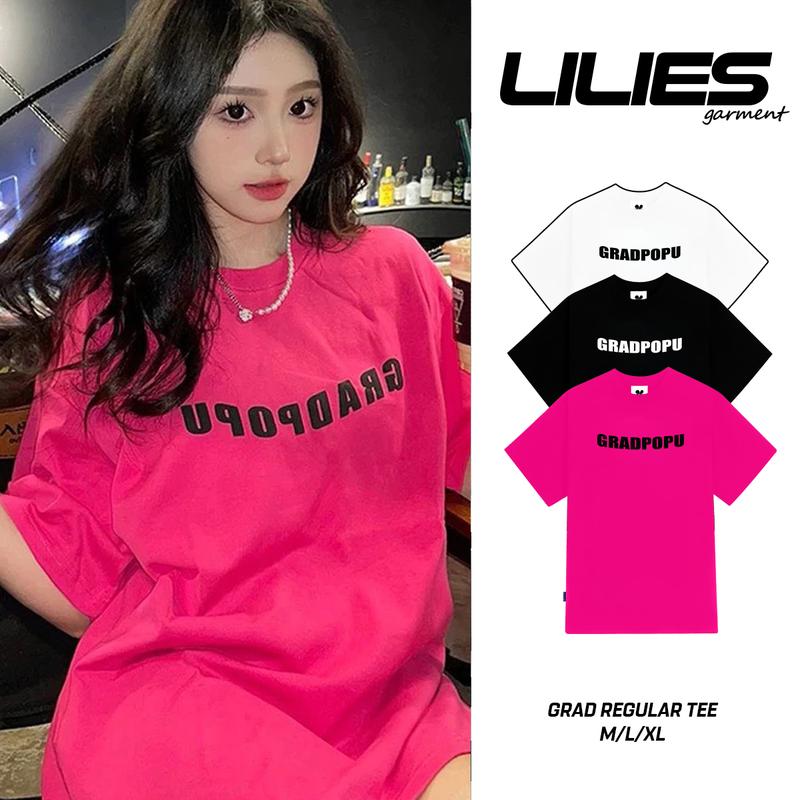 Áo thun basic GRAD basic chất cotton dày dặn hiện đại cá tính hồng sen Top Nữ Women Cổ Tròn