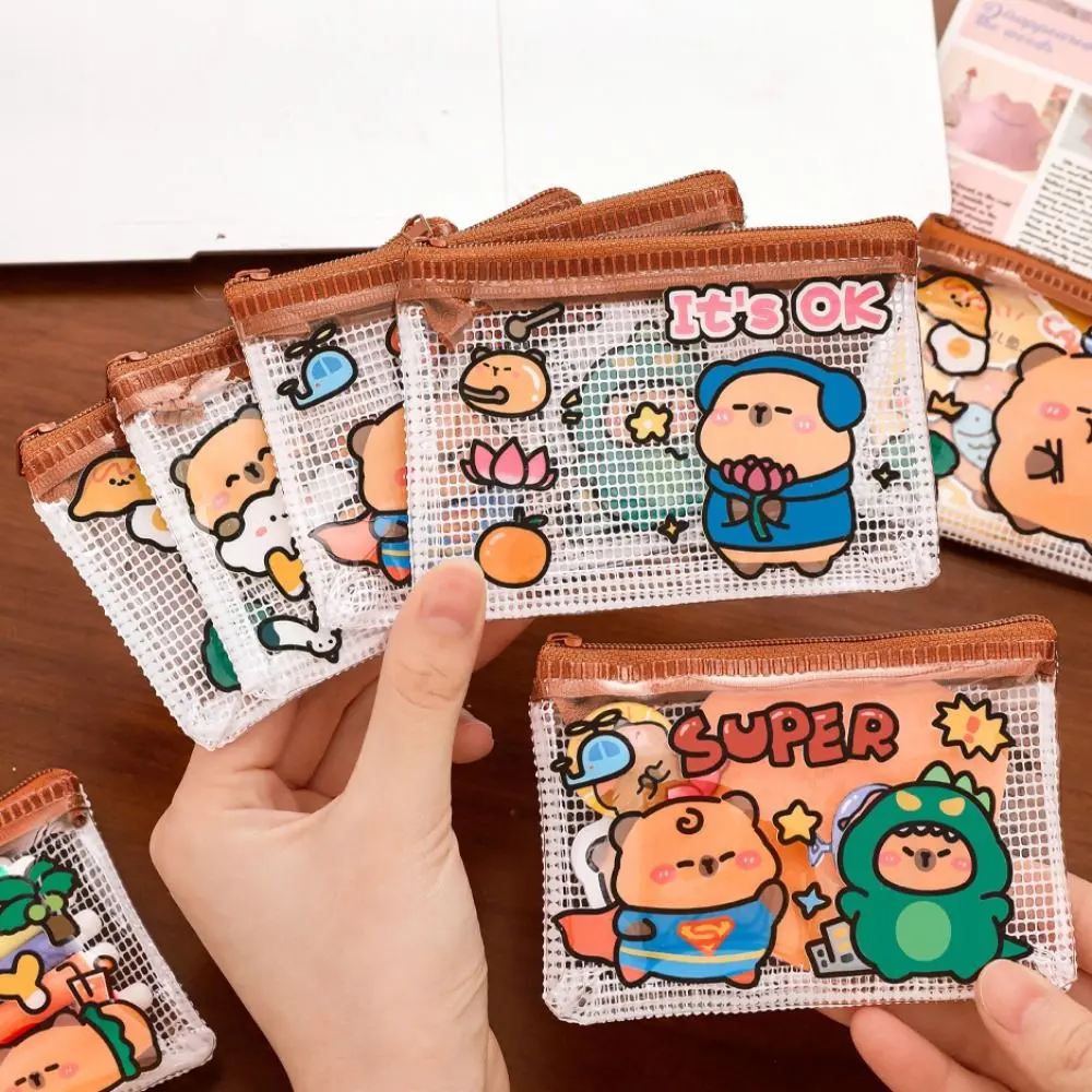 mecome Portable Capybara Storage Bag Cartoon PVC Wallet Mini Coin Purse Kids Gifts