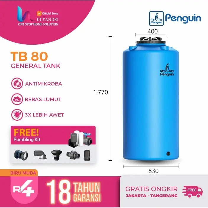 Tangki Air PENGUIN TB 80 Tandon Toren 800 L Free Ongkir Garansi Resmi