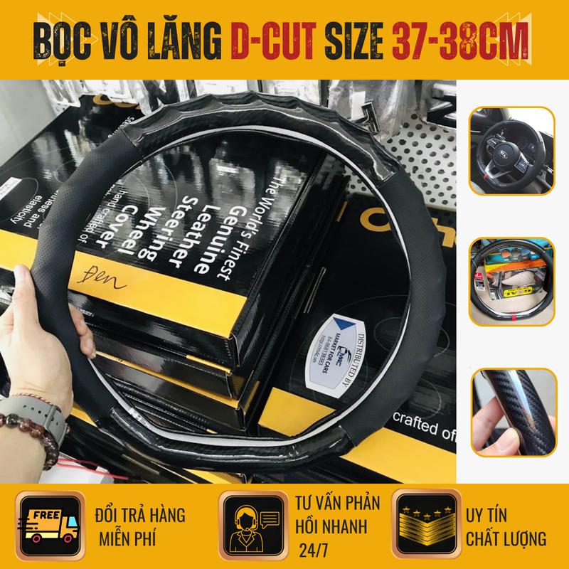 BỌC VÔ LĂNG D CUT DẠNG TRƠN SỌC ĐỎ DÀNH CHO SUZUKI XL7, SUZUKI ERTIGA , SUZUKI SWIFT , KIA SELTOS Cacbon