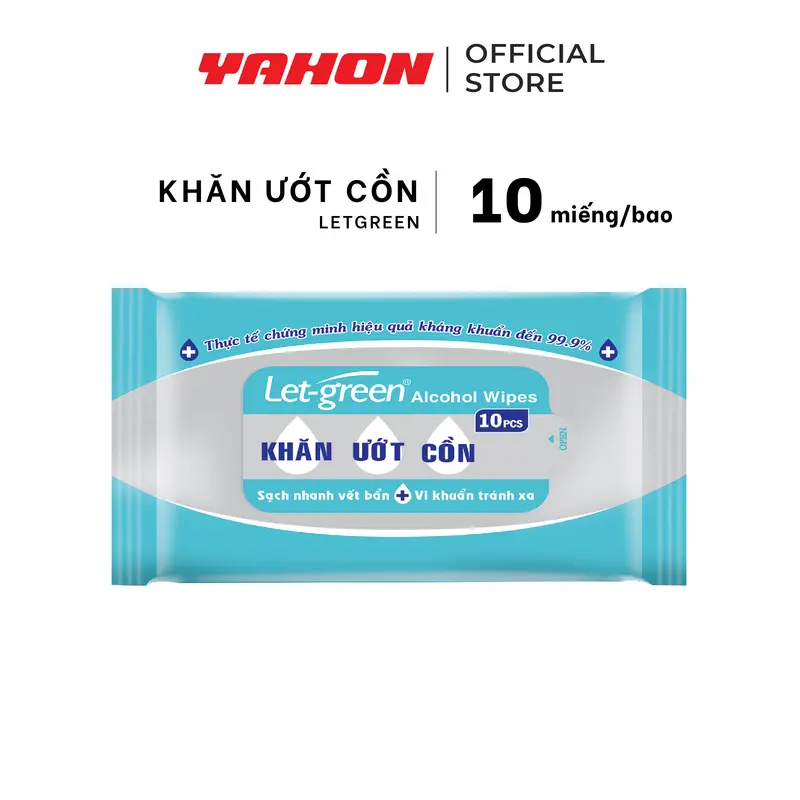 Combo 6 Khăn Ướt Cồn LET-GREEN Diệt Khuẩn 10 Miếng/Gói 1