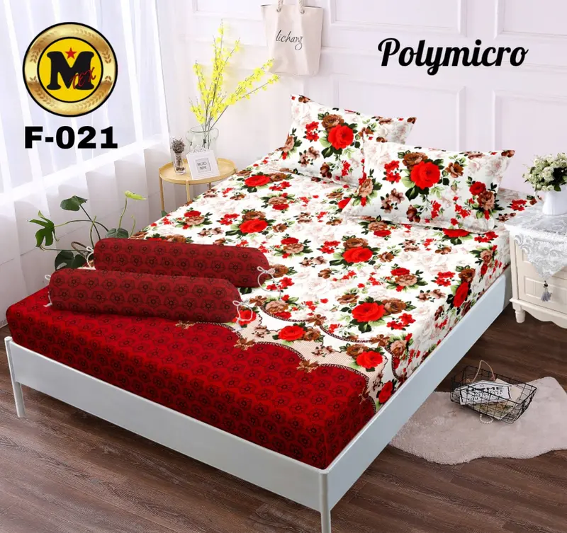 Seprei 180x200 satu set 2 sarung bantal 1 sarung guling motif bunga bunga Springbed 3